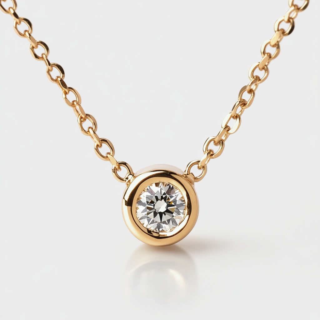1 Carat Bezel Set Diamond Pendant Necklace