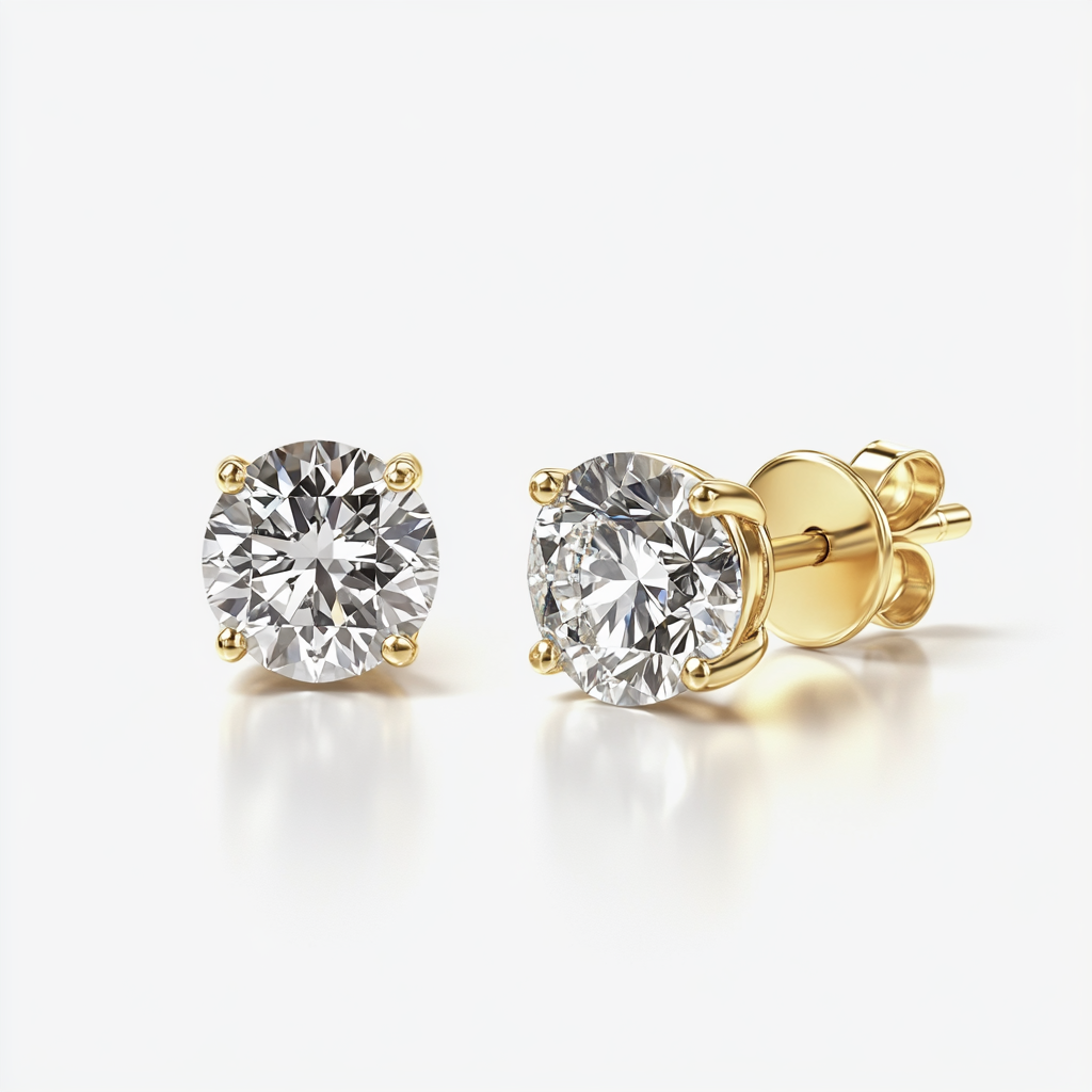 3 Carat Round Diamond Stud Earrings